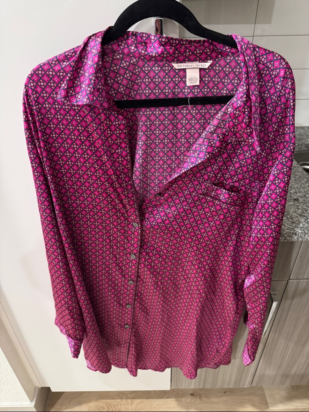 Victoria's Secret Pink Diamond-Print Button Down Shirt